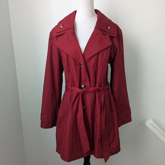 London Fog Red Trench Coat - Picture 1 of 6